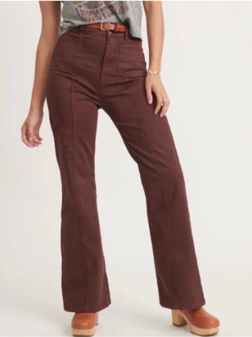 Marine Layer Perles Flare Pant | Bitter Chocolate | Size 8